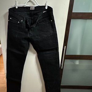 NAKED AND FAMOUS DENIM Solid Black Selvedge Jeans Size 33 Weird Guy